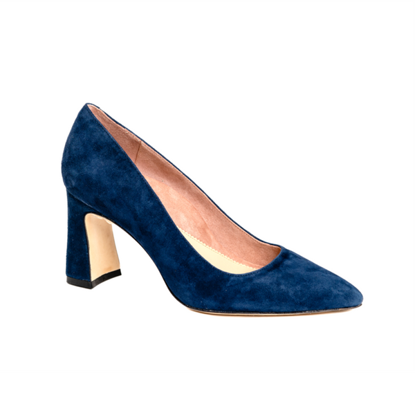 navy pumps block heel