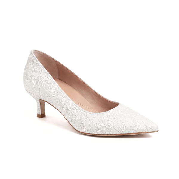 White Lady Lace Kitten Heels for Women