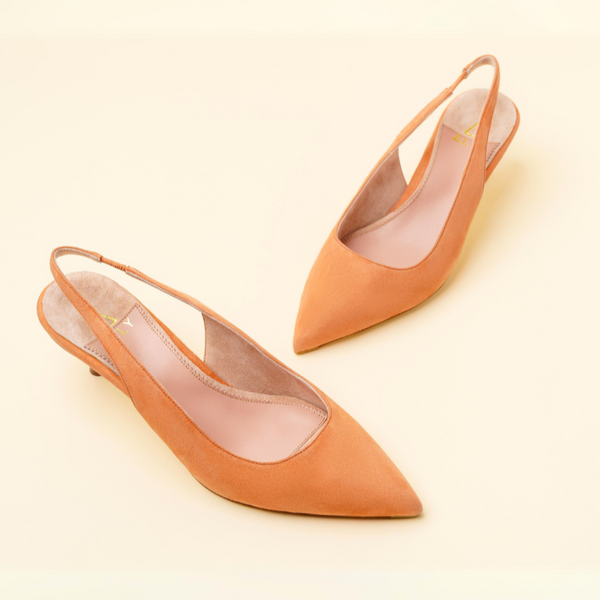 Peach Fuzz Suede Slingback Kitten Heel | ALLY Shoes