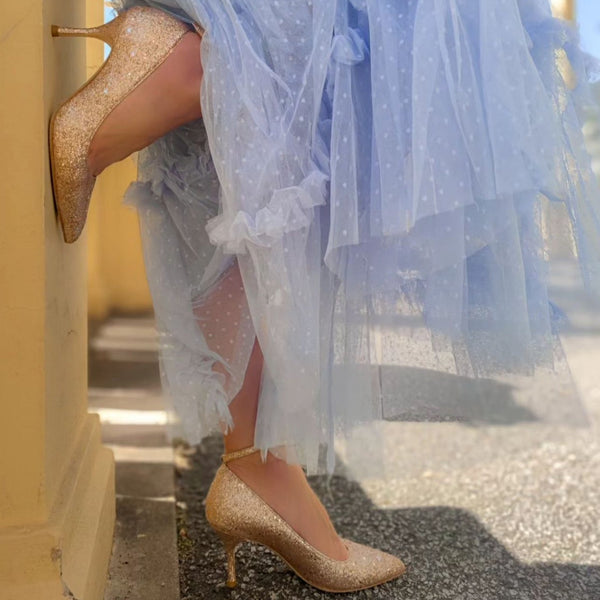 Rose Gold Glitter Ankle Strap Pump Ally Shoes Rose Gold Glitter Ankle Strap Pump Ally Shoes