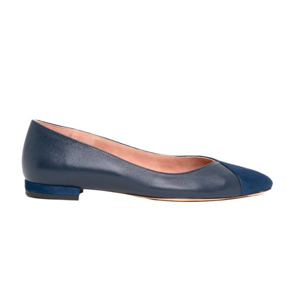 Two Tone Navy Flat Comfortable Flats Ally Shoes