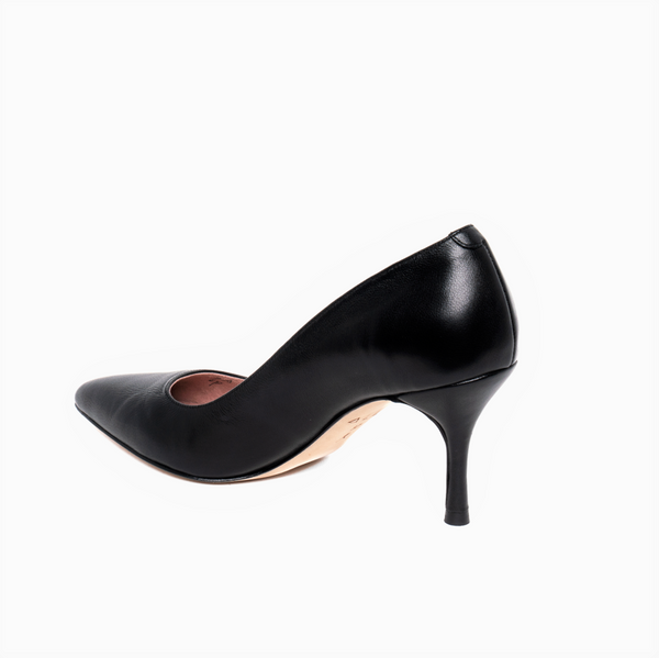 Black Leather - Comfortable Heels - Ally Shoes