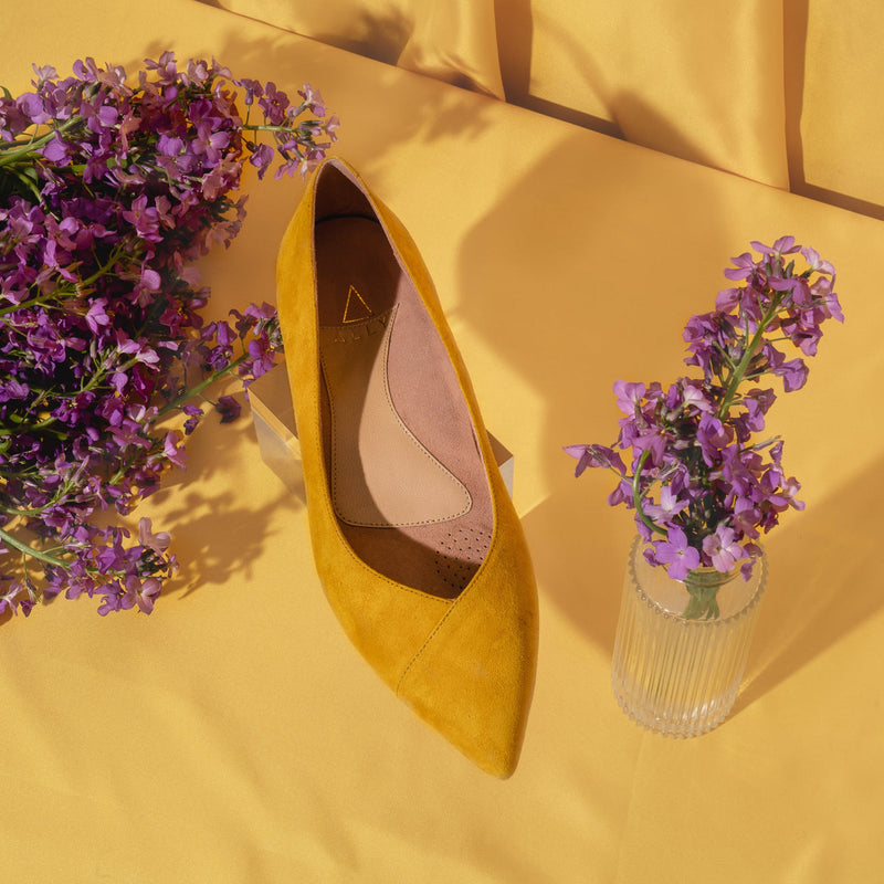 yellow flats with arch support