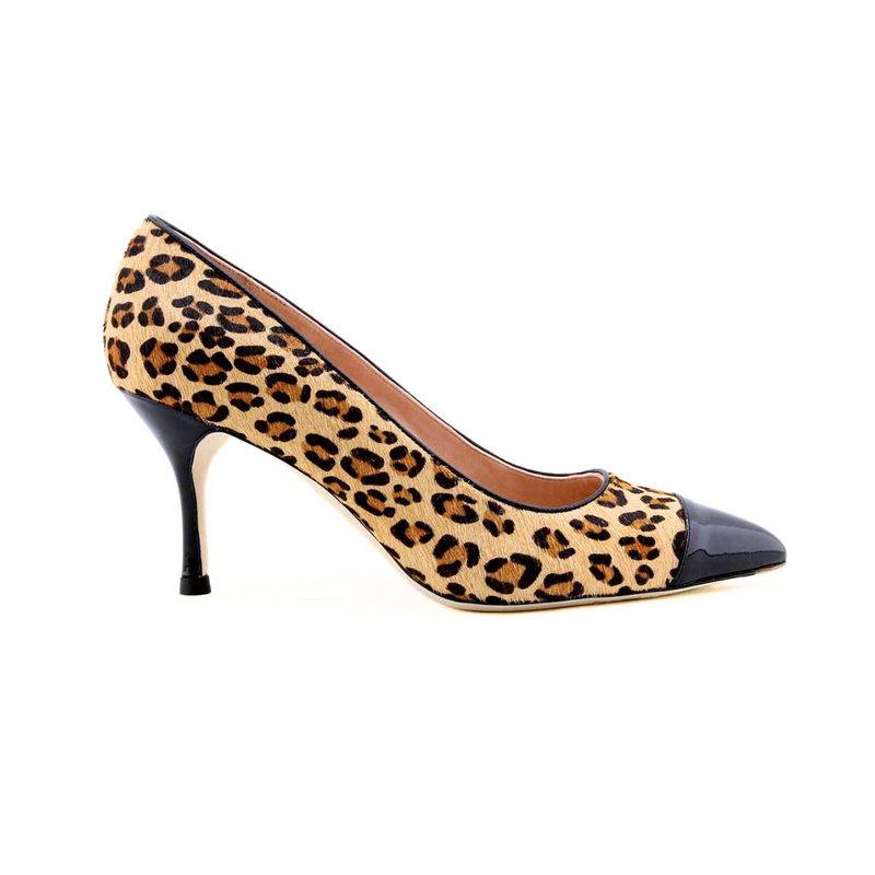 Leopard Cap Toe Pump - Comfortable Heels - Ally Shoes