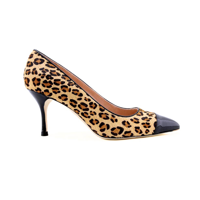 Fierce Leopard Haircalf Cap Toe Pump