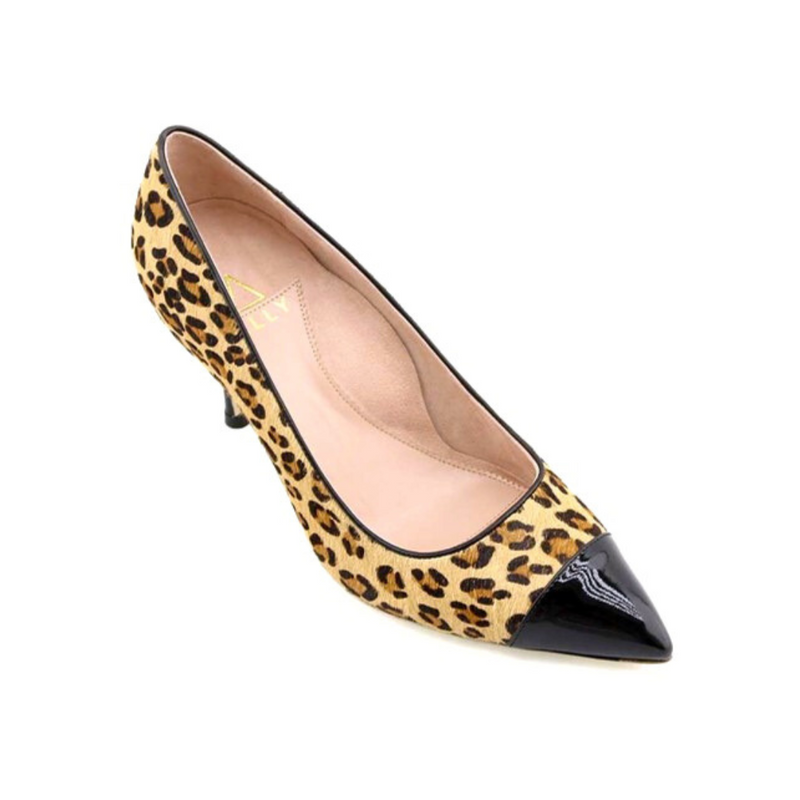 Leopard Cap Toe Pump - Comfortable Heels - Ally Shoes