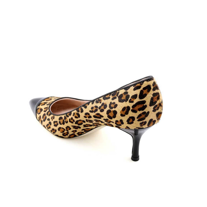 Fierce Leopard Haircalf Cap Toe Pump