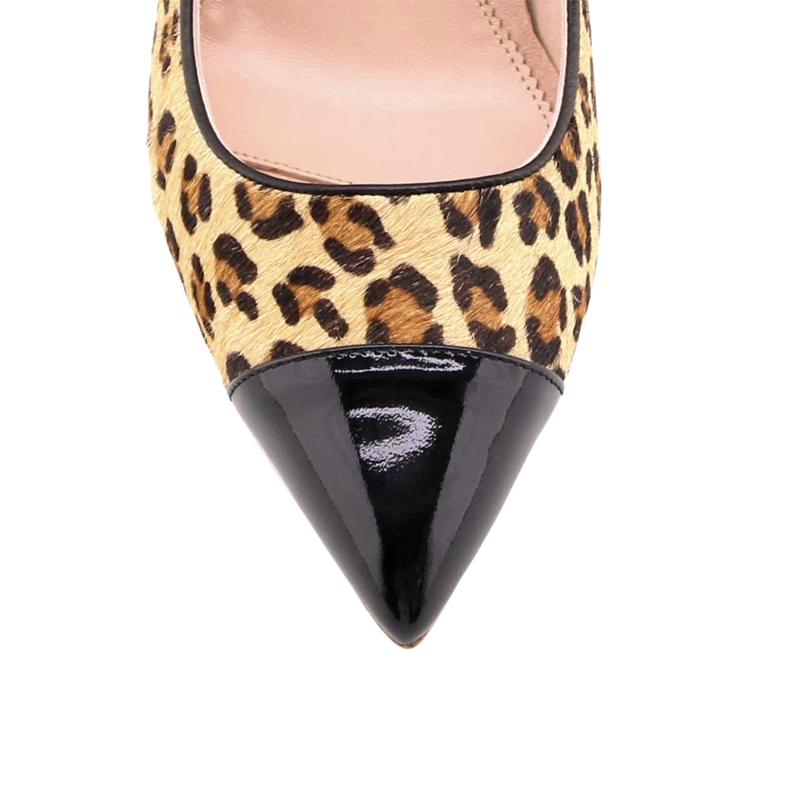 Fierce Leopard Haircalf Cap Toe Pump