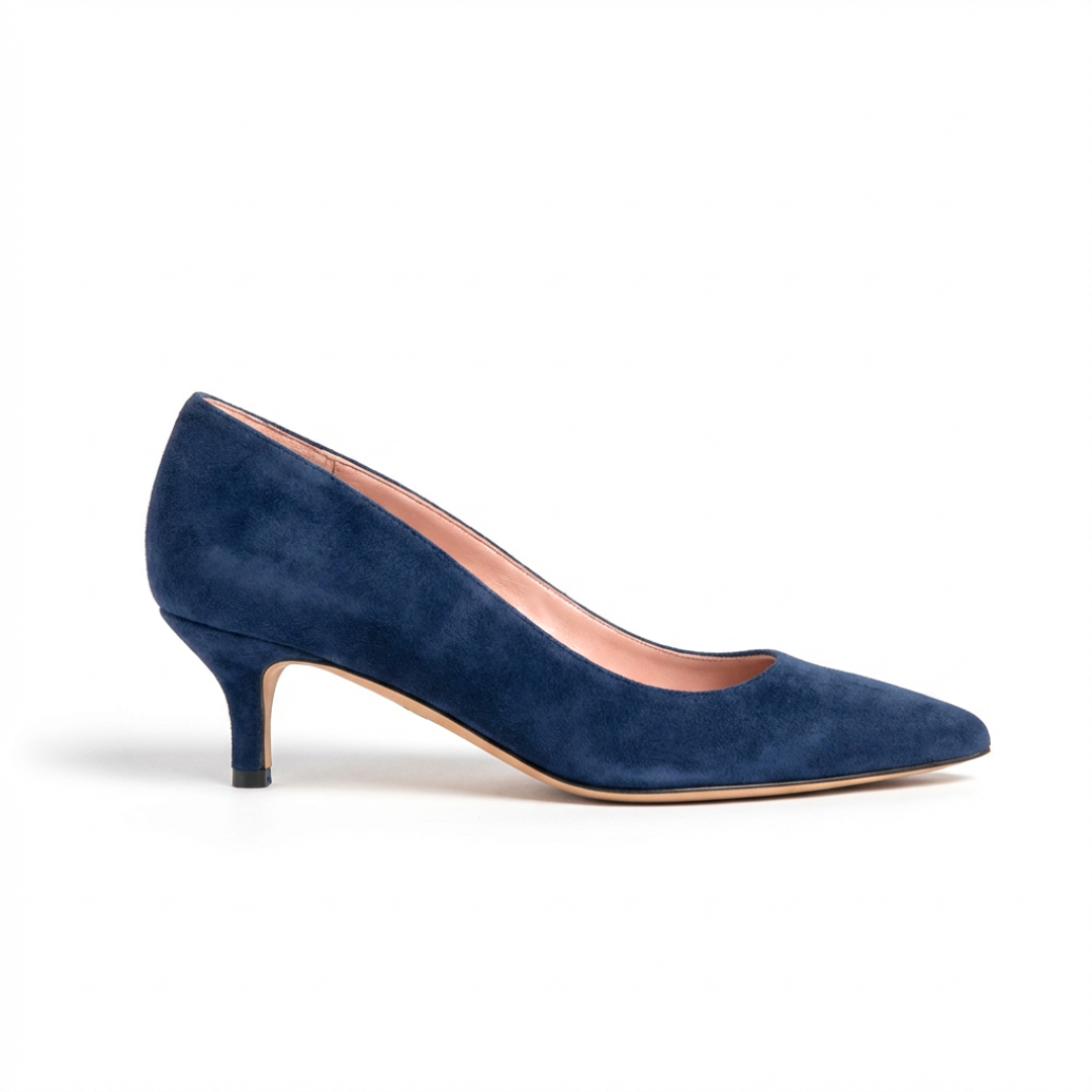 Noble Navy Suede Kitten Heels for Women