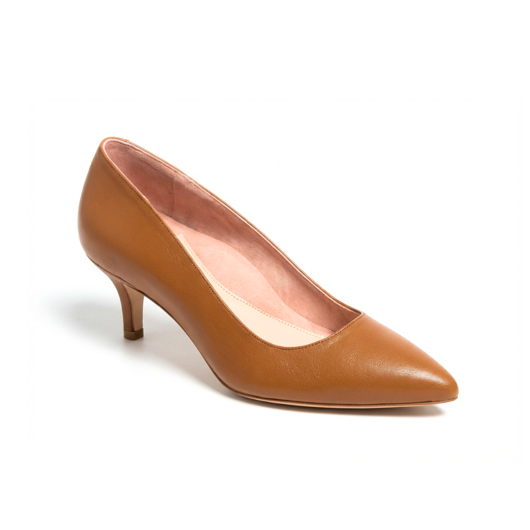 Courageous Caramel Leather Kitten Heel 2-inch EU 37/US 7 / Narrow (A)