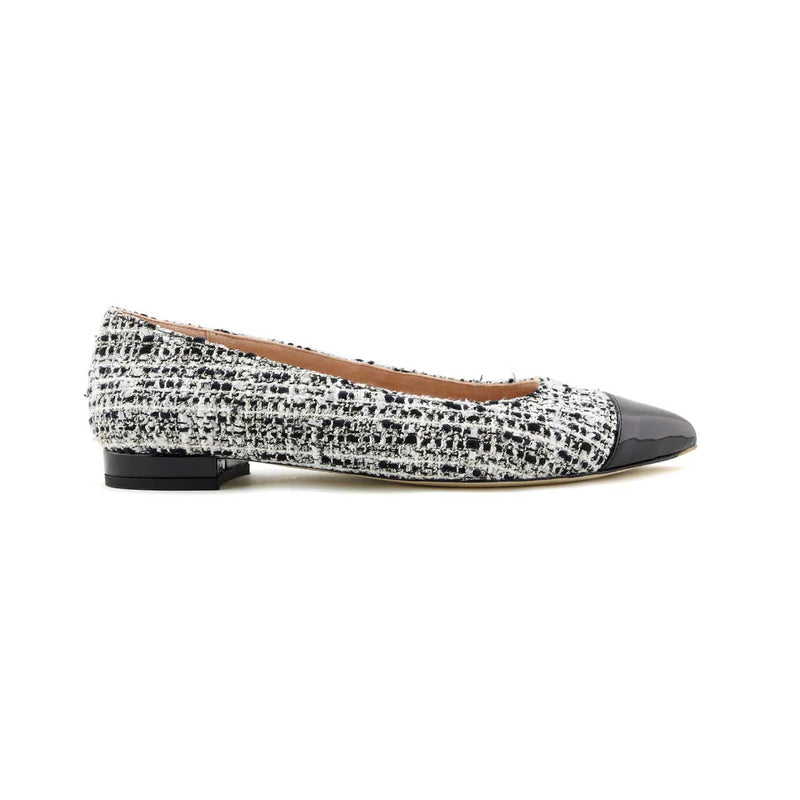 [Sample - Limited Edition FW'23] Black & White Mix Tweed Cap Toe Flat