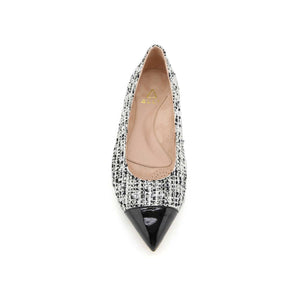 [Sample - Limited Edition FW'23] Black & White Mix Tweed Cap Toe Flat