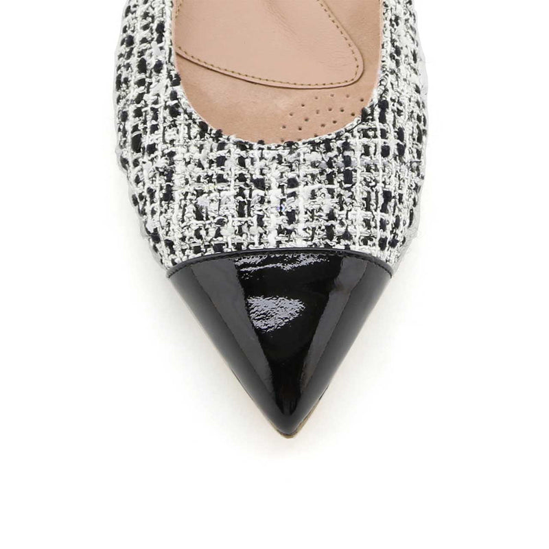 [Sample - Limited Edition FW'23] Black & White Mix Tweed Cap Toe Flat
