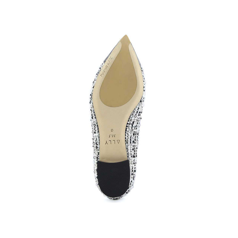 [Sample - Limited Edition FW'23] Black & White Mix Tweed Cap Toe Flat