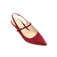 Gutsy Garnet Suede Mary Jane Slingback Kitten Heel