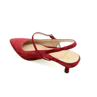 Gutsy Garnet Suede Mary Jane Slingback Kitten Heel