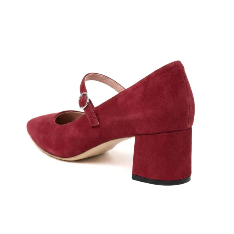 Gutsy Garnet Suede Mary Jane Lower Block Heel