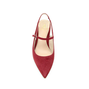 Gutsy Garnet Suede Mary Jane Slingback Kitten Heel
