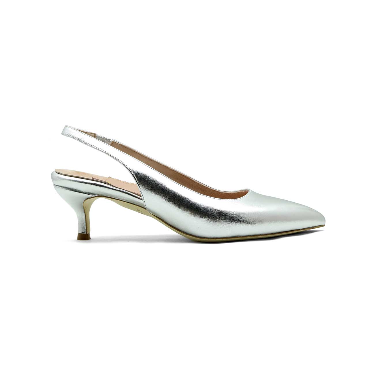 silver dress shoes with kitten heels Amazon.com | DINTAHA Metallic Silver Kitten Heels for Women,Pointed Toe Slingback Heels for Women,Low Heel Dress Shoes for Women,Size 4.5