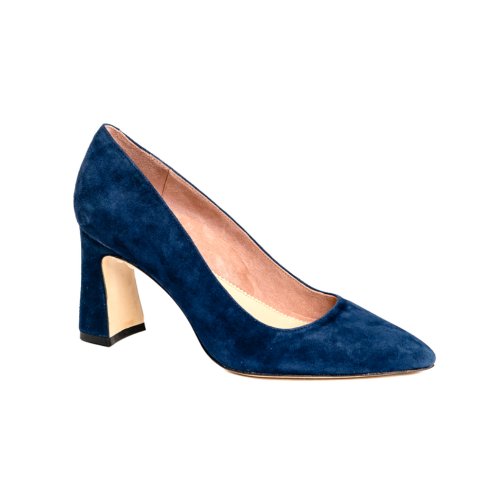 Noble Navy Suede Block Heel Pump