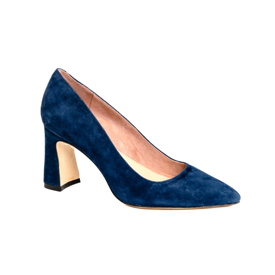 Noble Navy Suede Block Heel Pump EU 39/US 8.5 / Extra Wide (D)