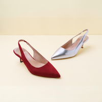 Gutsy Garnet Suede Slingback Kitten Heel