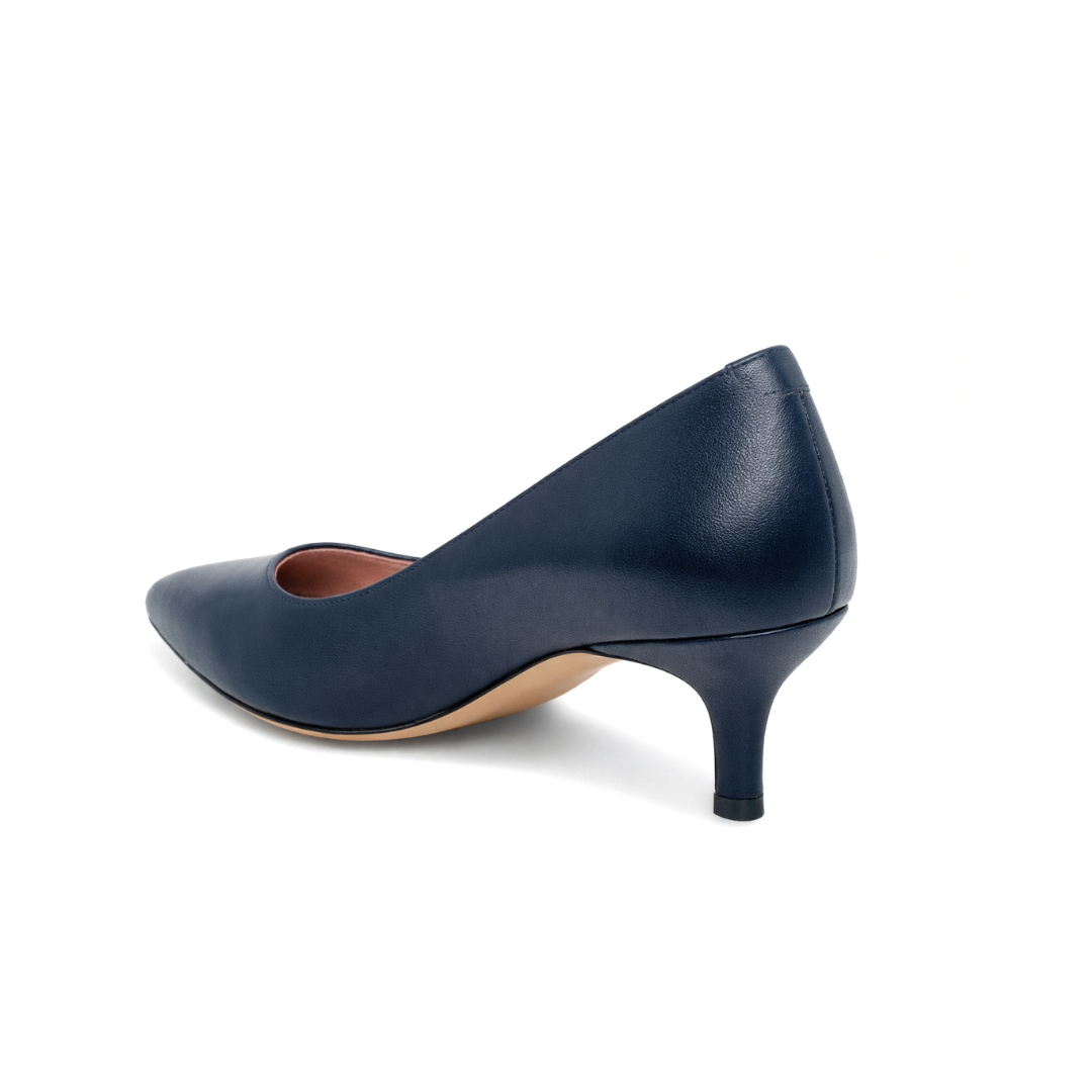 Good Night Navy Leather Kitten Heel 2-inch Ally Shoes Good Night Navy Leather Kitten Heel 2-inch Ally Shoes