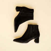 Black Suede Lower Block Ankle Boot