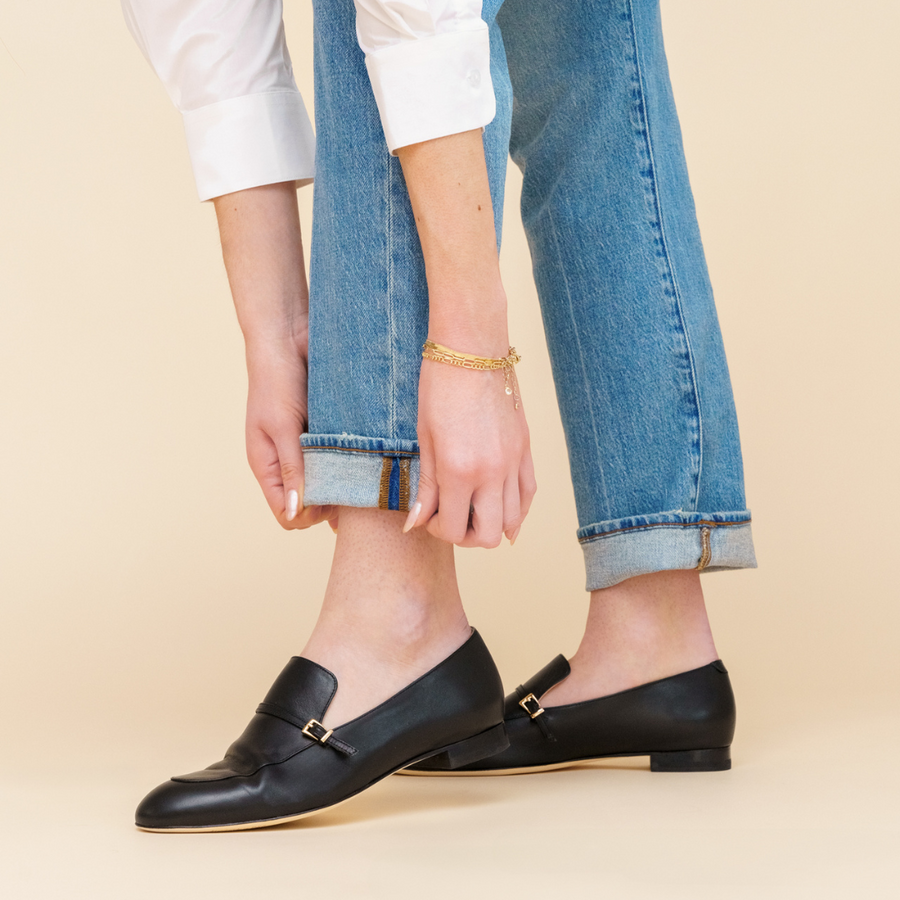Black Calf Leather Loafer