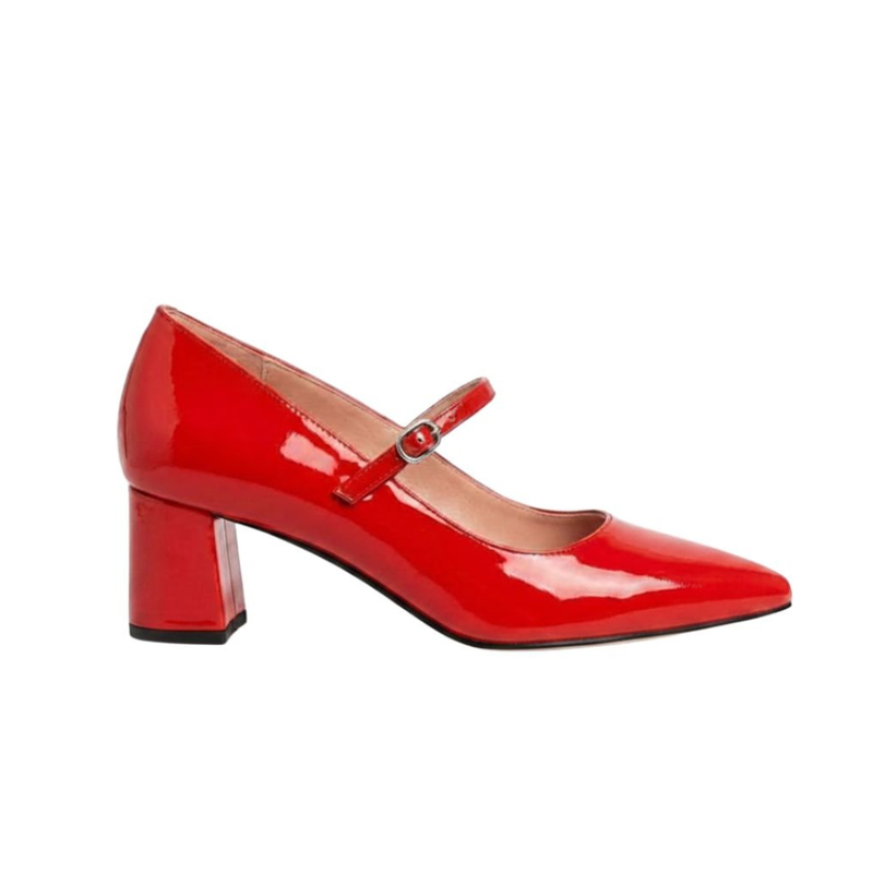 Red Patent Leather Mary Jane Lower Block Heel – Ally Shoes