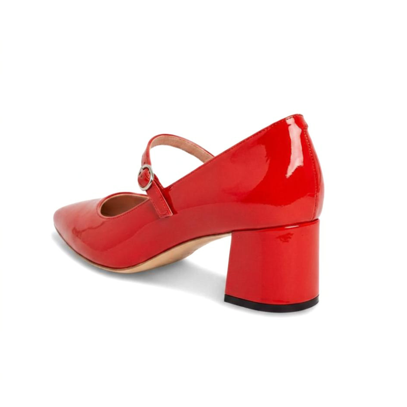 Red Patent Leather Mary Jane Lower Block Heel – Ally Shoes