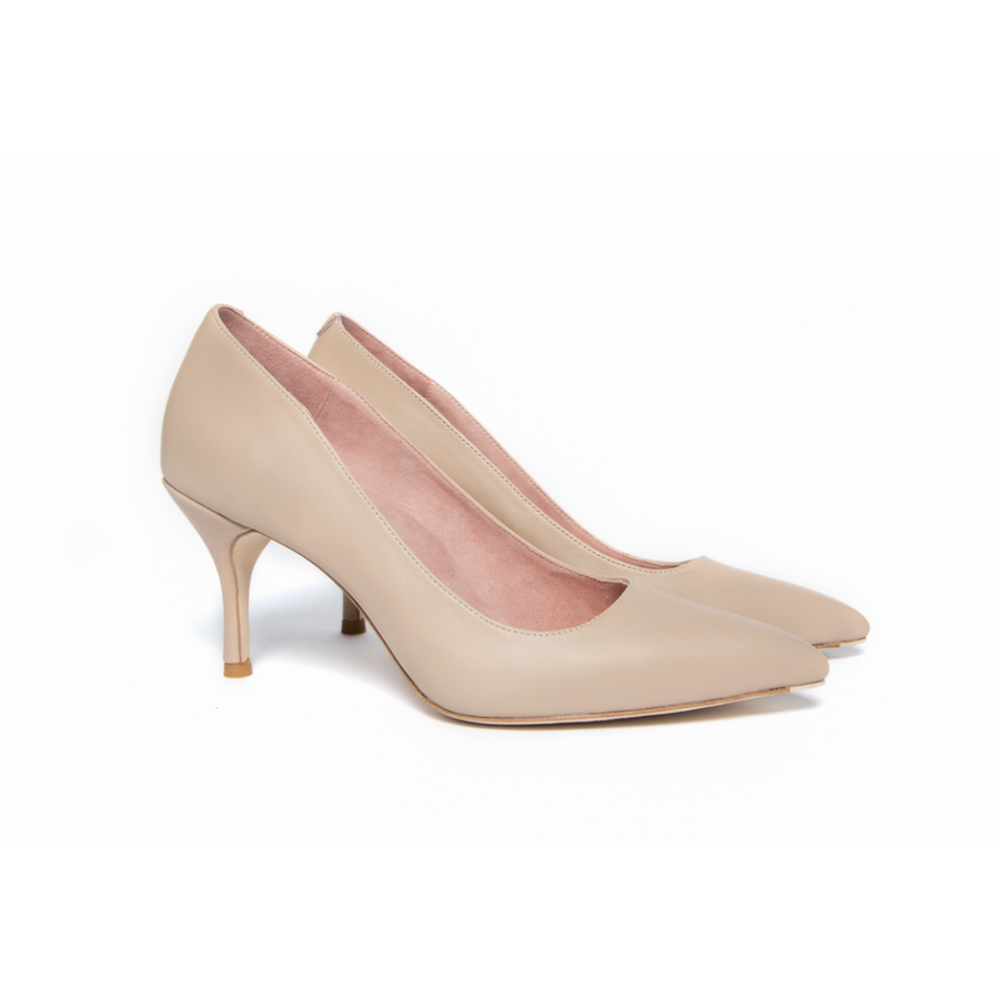Bossy Beige Leather Classic Pump