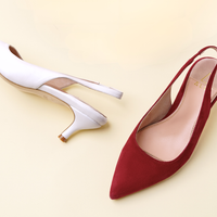 Gutsy Garnet Suede Slingback Kitten Heel