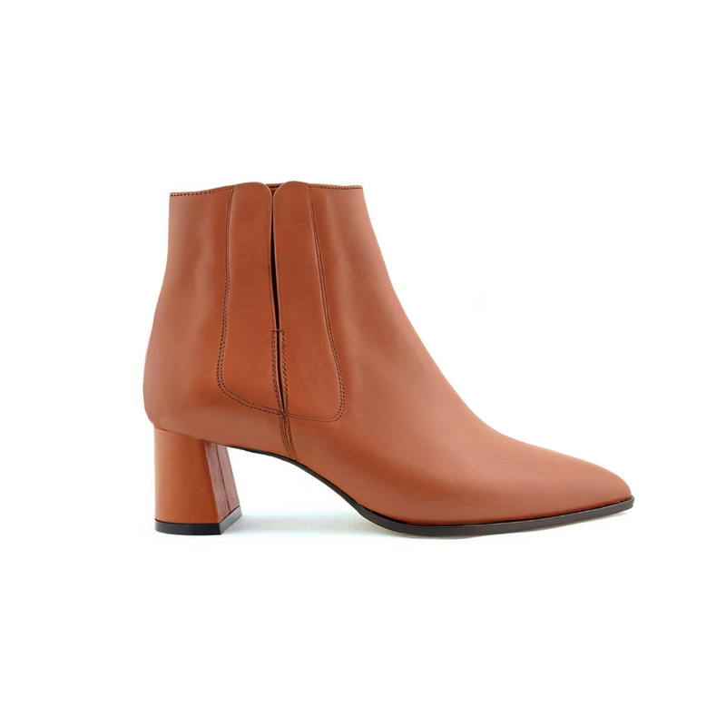 [NEW] Terracotta Calf Leather Lower Block Ankle Boot