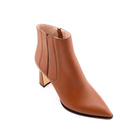 [NEW] Terracotta Calf Leather Lower Block Ankle Boot