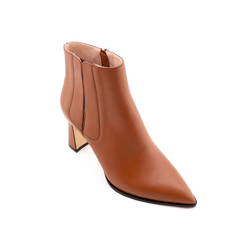[NEW] Terracotta Calf Leather Lower Block Ankle Boot