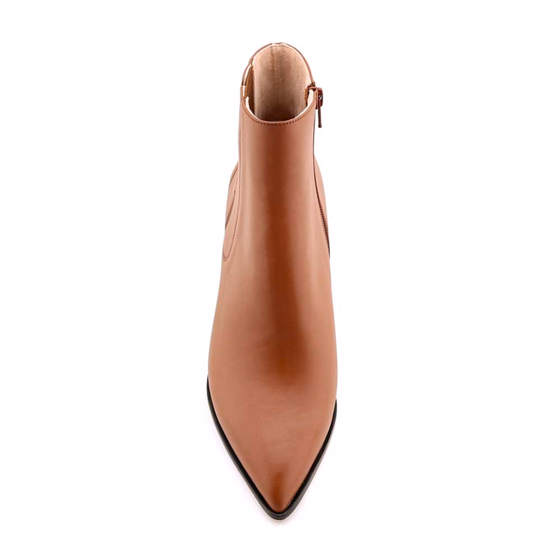 [NEW] Terracotta Calf Leather Lower Block Ankle Boot
