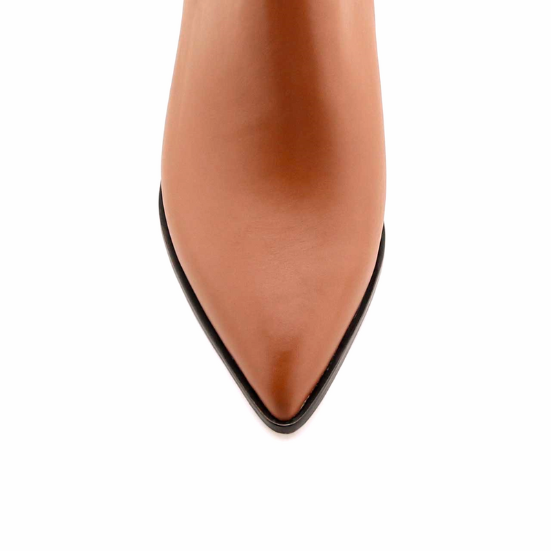 [NEW] Terracotta Calf Leather Lower Block Ankle Boot