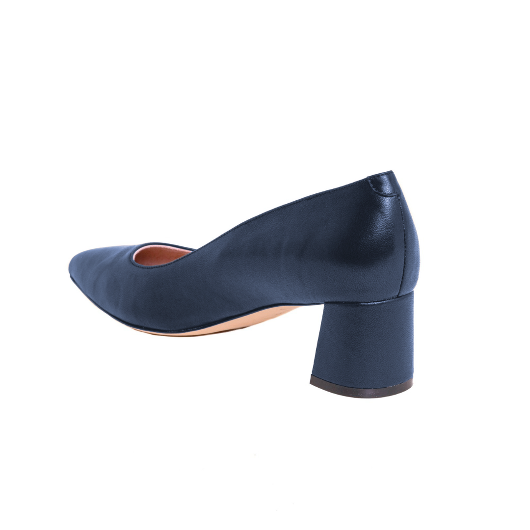 Good Night Navy Leather Kitten Heel 2-inch Ally Shoes Good Night Navy Leather Kitten Heel 2-inch Ally Shoes