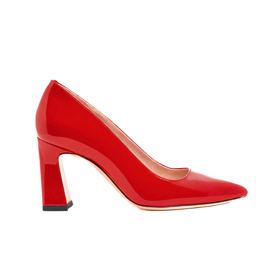 Red Patent Leather Block Heel Pump