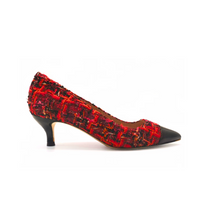 [Limited Edition FW'24] Red Tweed Cap Toe Kitten Heel