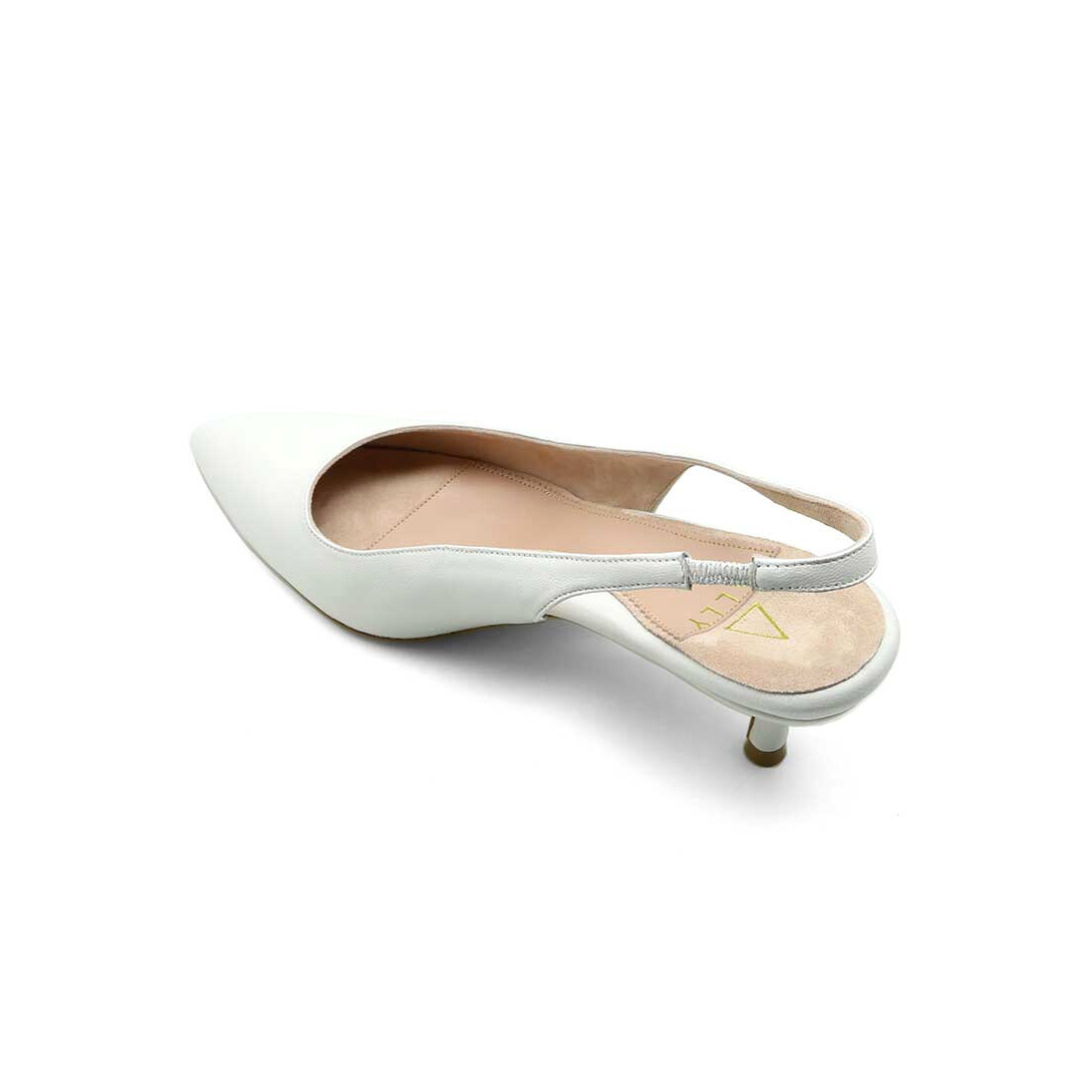 White leather kitten heel pumps hotsell