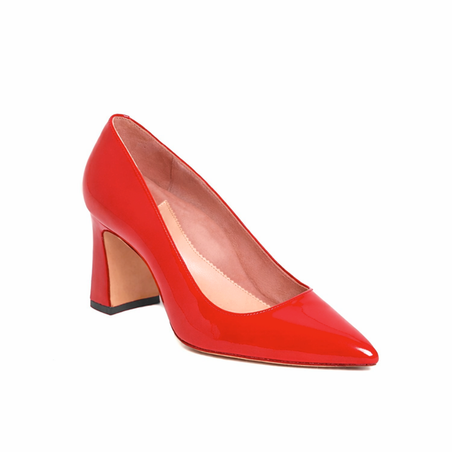 Red Patent Leather Block Heel Pump