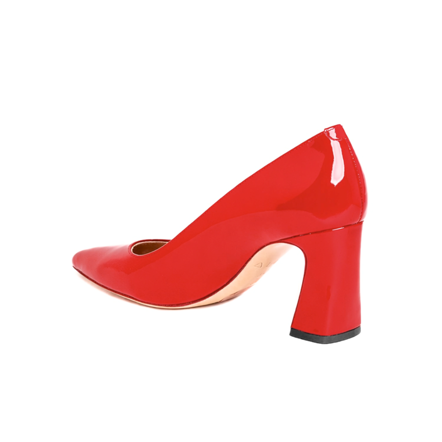 Red Patent Leather Block Heel Pump