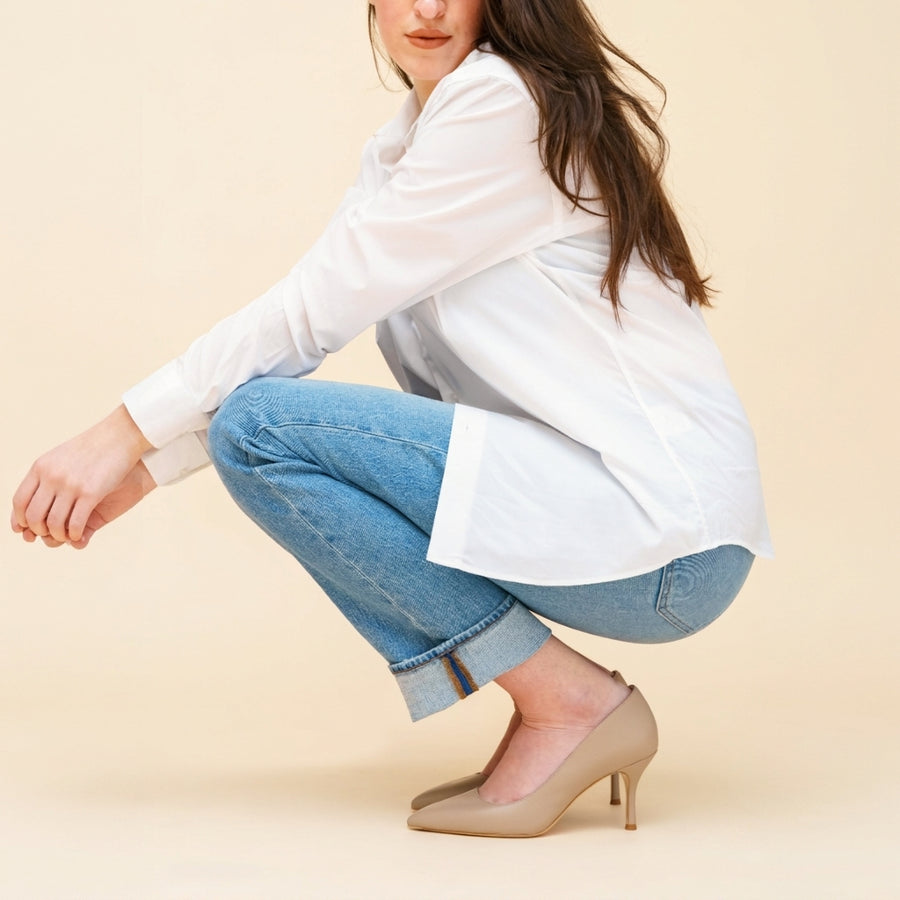 Bossy Beige Leather Classic Pump