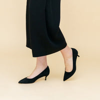 Black Suede Kitten Heel