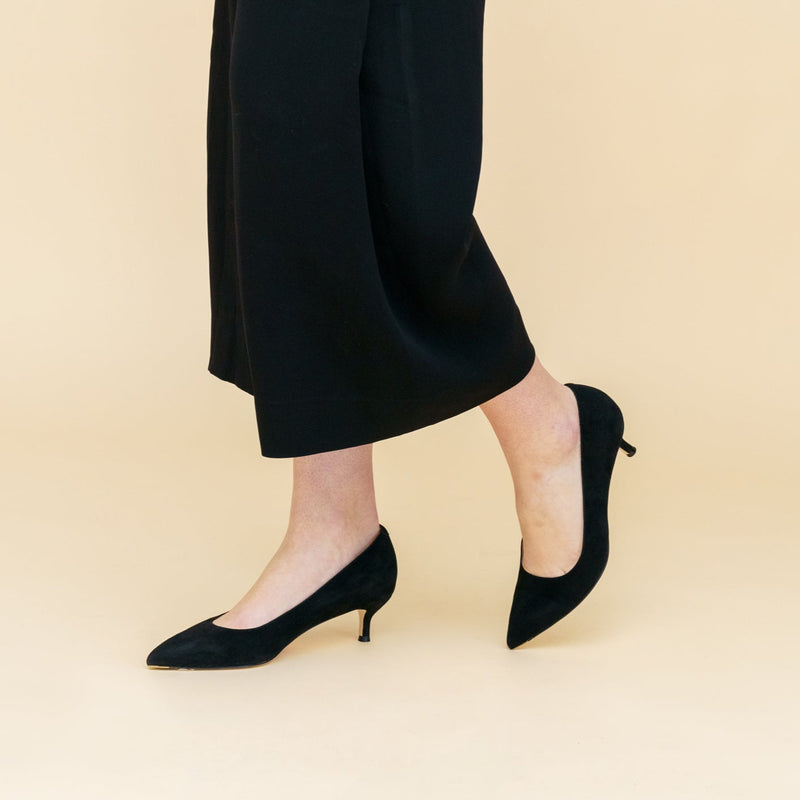 Black Suede Kitten Heel