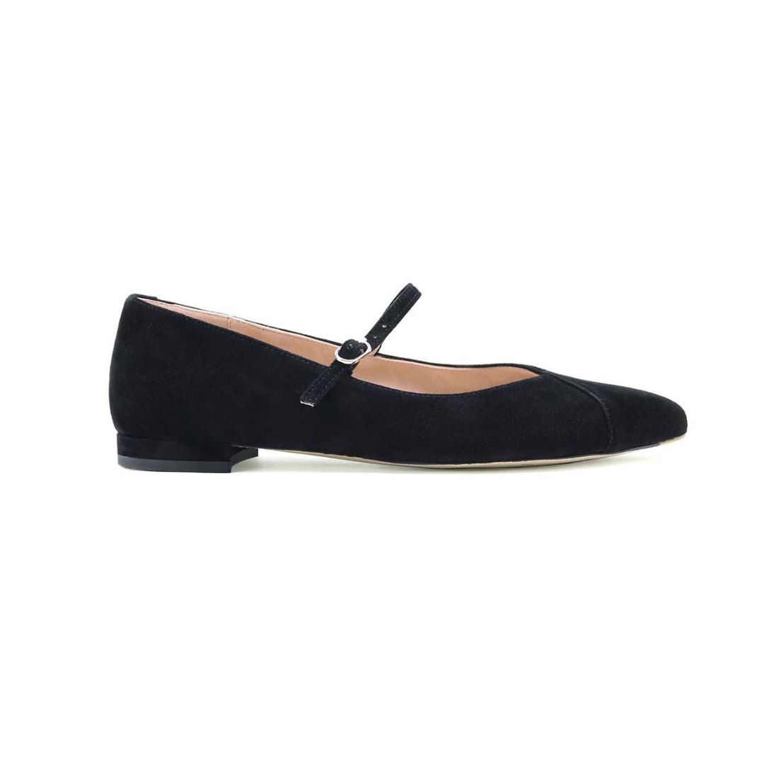 Black Suede Mary Jane Forever Flat