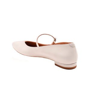 White Leather Mary Jane Forever Flat
