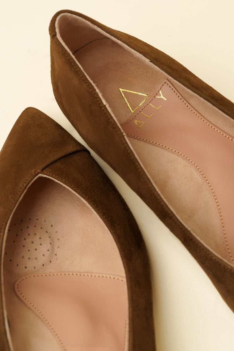 Moxie Mocha Suede Forever Flat